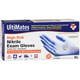 UltiMates High Risk Nitrile Exam Gloves Extended Cuff X-Large - 50 ct