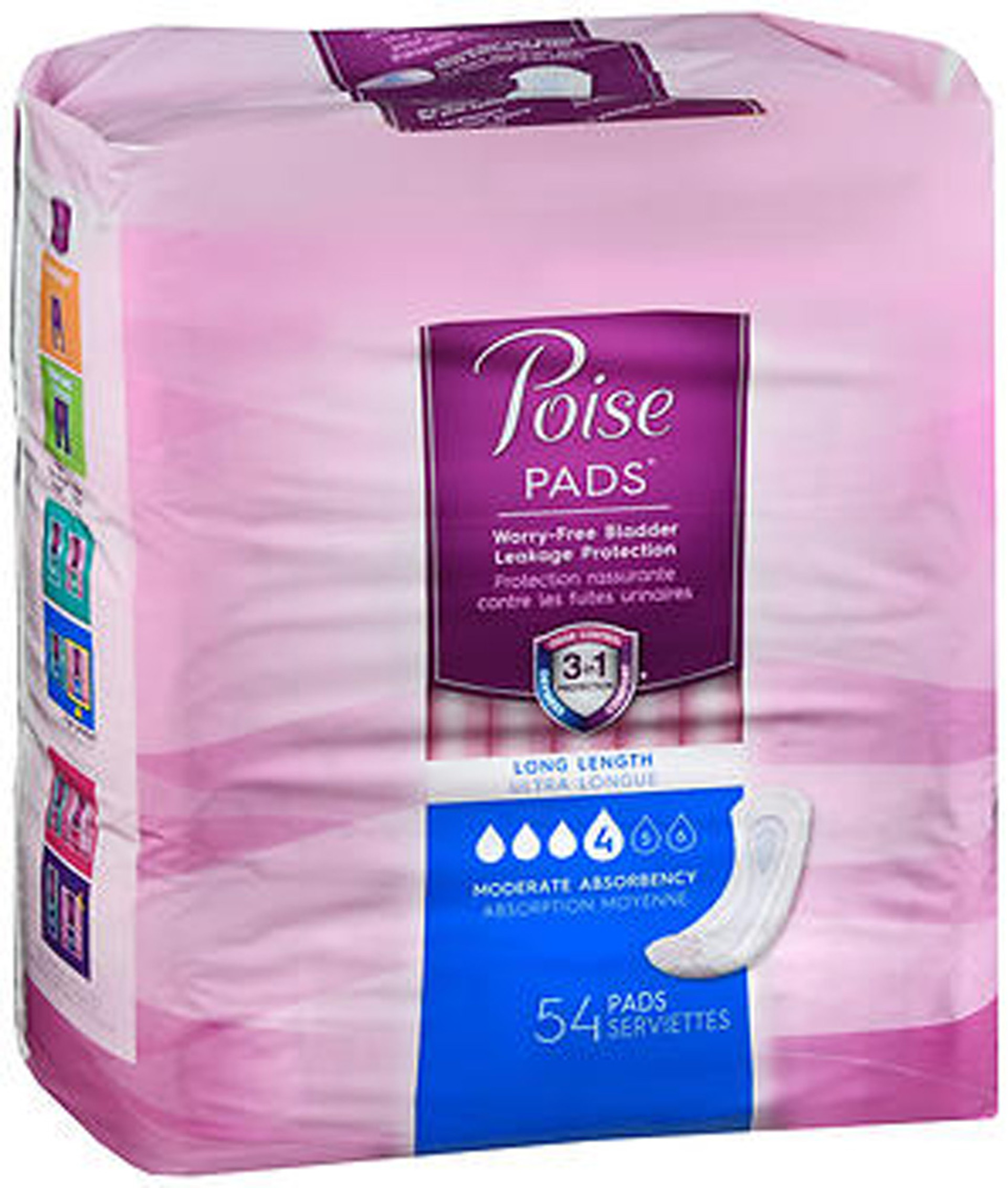 Poise Pads Long Length Moderate Absorbency 2 Packs Of 54 The Online Drugstore 8982