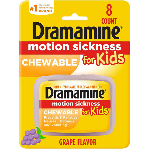 Dramamine for Kids Chewable Tablets Grape Flavor - 8 Tablets Dramamine for Kids Chewable Tablets Grape Flavor - 8 Tablets