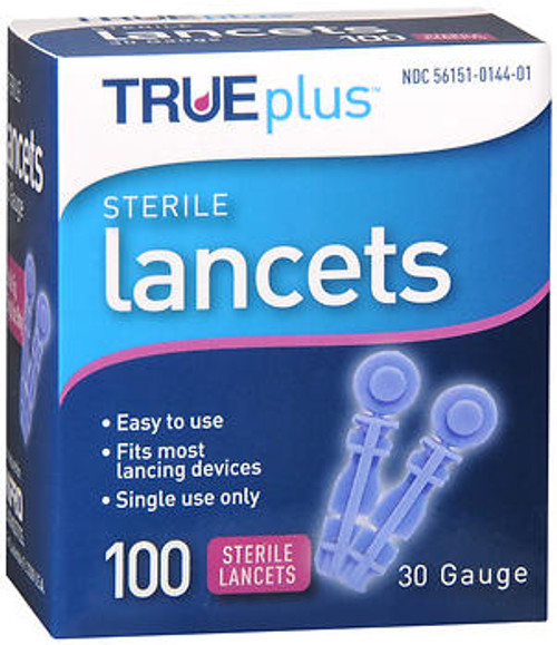 Trueplus Sterile Lancets, 30 Gauge - 100 ct