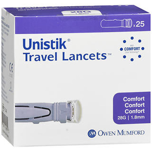 Unistik Travel Lancets, Comfort - 25 single-use safety lancets
