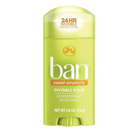 Ban Antiperspirant Deodorant Invisible Solid Sweet Simplicity - 2.6 oz