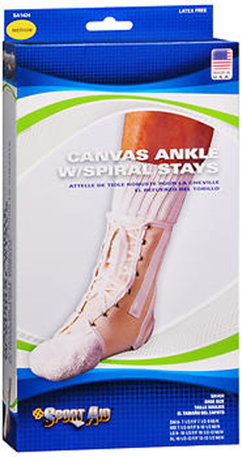 Sport Aid Canvas Ankle Support with Spiral Stays Med Natural - 1 ea. Sport Aid Canvas Ankle Support with Spiral Stays Med Natural - 1 ea.