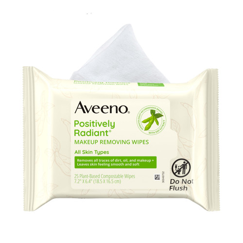 Aveeno Active Naturals Positively Radiant Makeup Removing Wipes - 25 ct
