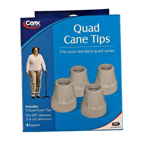 Carex Quad Cane Tips, Grey 5/8" - Set of 4