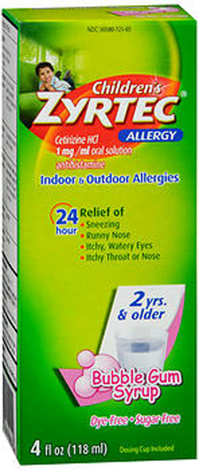 Zyrtec Children's 24 Allergy Syrup Bubble Gum - 4 oz