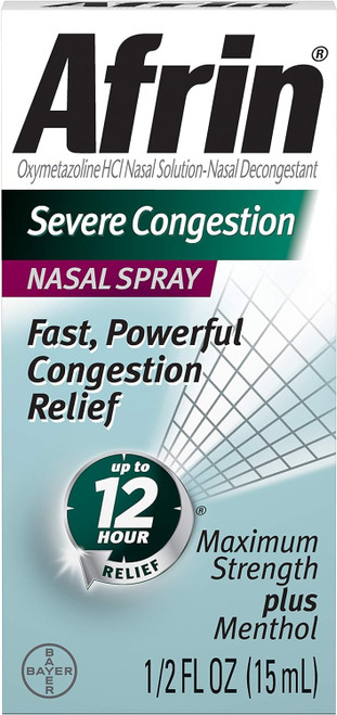 Afrin Severe Congestion Maximum Strength Nasal Spray Plus Menthol - .5 oz
