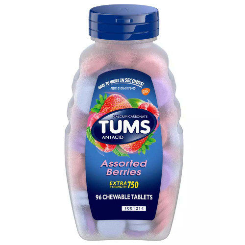 Tums Extra Strength 750 Chewable Tablets Assorted Berries - 96 ct