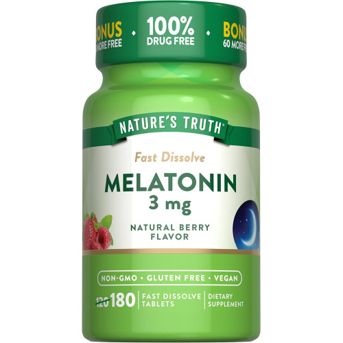 Nature's Truth Melatonin 3 mg Fast Dissolve Tabs Natural Berry Flavor - 180 ct