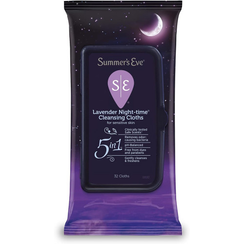 Summer's Eve Night-Time Cleansing Cloths for Sensitive Skin Lavender - 32 each