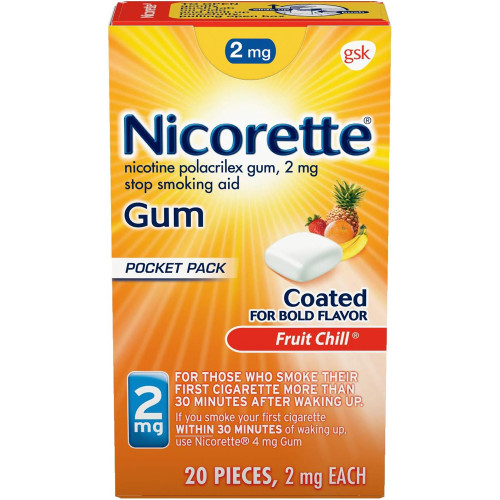 Nicorette Nicotine Polacrilex Gum 2 mg Fruit Chill - 20 ct Nicorette Nicotine Polacrilex Gum 2 mg Fruit Chill - 20 ct