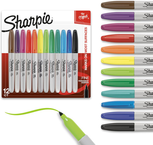 Sharpie Fine Point Permanent Markers, Asst, 12 Ct - 1 Pkg