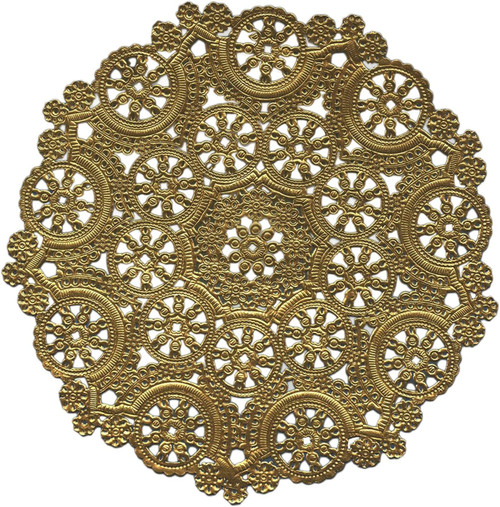 Royal Lace Foil Lace Round Doilies, Gold, 10" - 8 ct