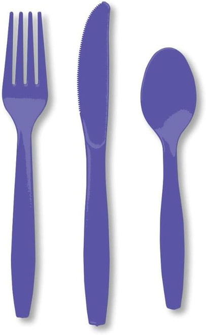 Solid Color Assorted Cutlery, Purple, 6-7" - 1 Pkg