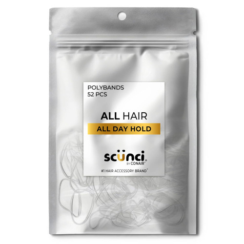 Hair Polybands, Clear, 52 Ct - 1 Pkg