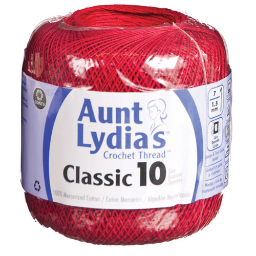 Aunt Lydia's Classic Crochet Thread, Cardinal, 350 Yds. - 3 Pkgs