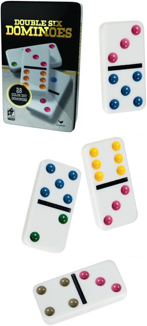 Color Dot Double 6 Dominoes In A Tin - 1 Pkg