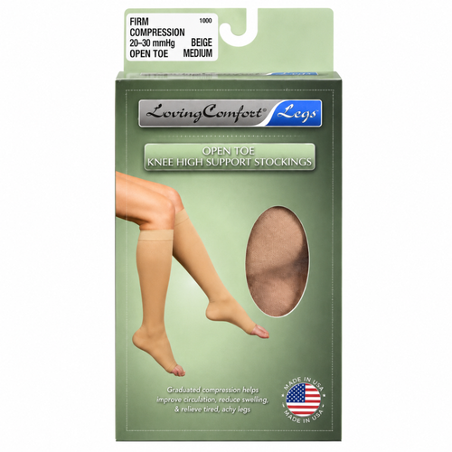 Loving Comfort Knee-High Compression Hose - Beige - Medium