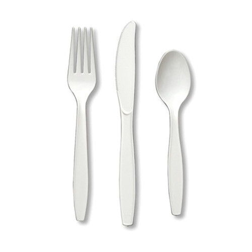 Solid Color Assorted Cutlery, White, 6-7" - 1 Pkg