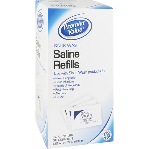 Premier Value Saline Refill Packets - 100ct