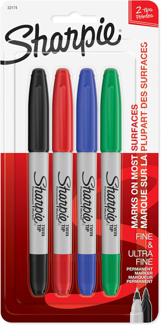 Sharpie Twin Tip Marker, Primary, 4Ct. - 1 Pkg