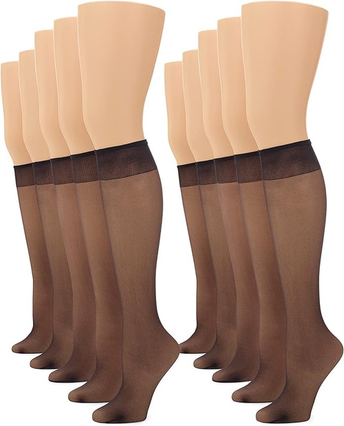 No Nonsense Knee Highs, Black, Onesize - 1 Box