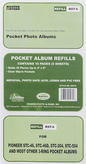 Pocket Photo Album Refills 3 Ring, Clear, 30 Pockets - 1 Pkg
