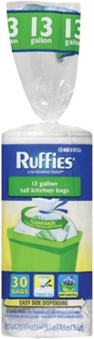 Tall Kitchen Garbage Bags, Clear, 13 Gal - 1 Pkg