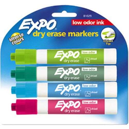 Expo Dry Erase Markers Chisel Tip, Asst Intense Colors, 4Ct. - 1 Pkg