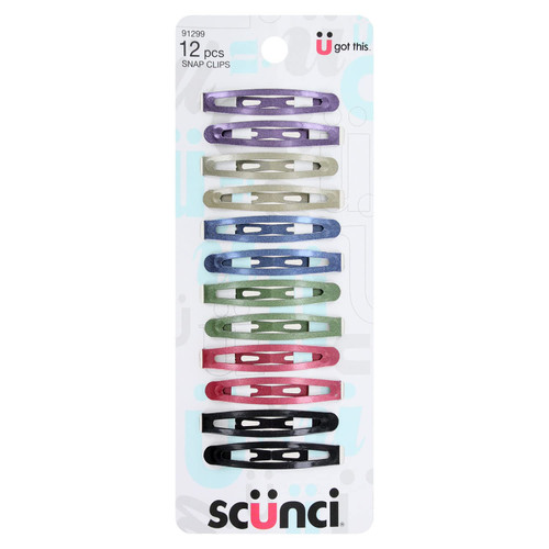 Oval Painted Hair Clippies, Asst, 12 Ct - 1 Pkg