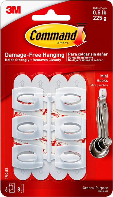 Command Adhesive Utility Hooks, White, Mini - 1 Pkg