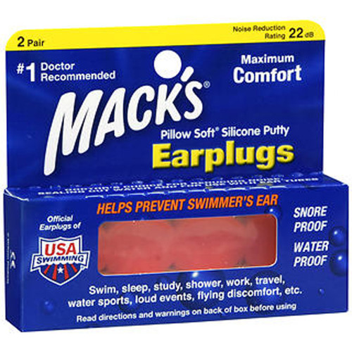 Mack's Pillow Soft Silicone Putty Earplugs 22 dB - 2 Pair