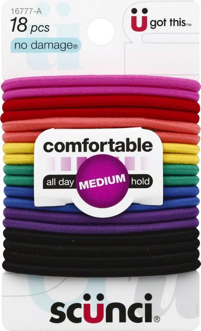 Hair Elastics-Large-No Damage, Assorted Brights, 18 Ct - 1 Pkg