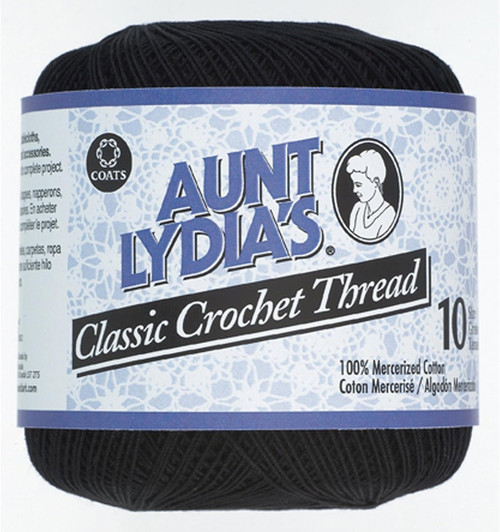 Aunt Lydia's Classic Crochet Thread, Black, 350 Yds. - 3 Pkgs