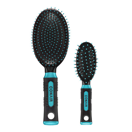 Professional Nylon Cushion Hair Brush Set-Full/Med Size, 2 Pc