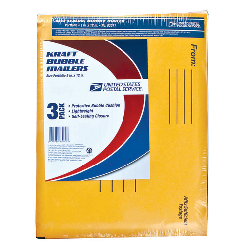 Mailer Manila Kraft Bubble, 9X12" - 1 Pkg