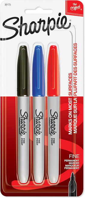 Sharpie Fine Point Permanent Marker, Assorted, 3Ct. - 1 Pkg