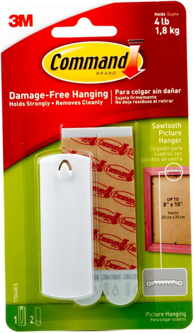 Command Sawtooth Adhesive Picture Hanger, White - 1 Pkg