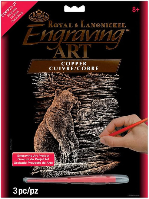 Engrave Art-Grizzly Bears, Copper - 8"x10"