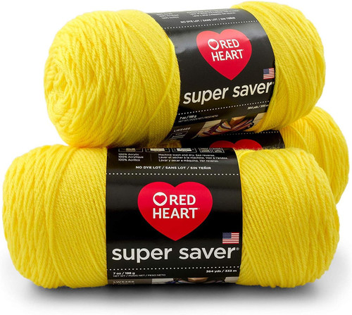 E300 Super Saver Yarn, Bright Yellow, 7 oz - 3 Packs