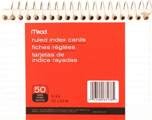 Spiral Index Card Ruled, 50Ct. 4X6" - 1 Pkg