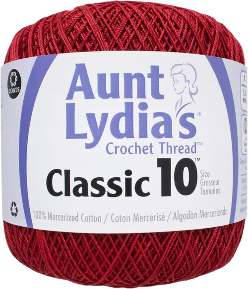Aunt Lydia's Classic Crochet Thread, Victory Red, 350 Yds. - 3 Pkgs