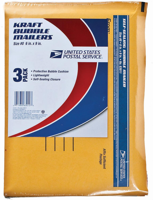 Mailer Manila Kraft Bubble, 3Pk, 6X9" - 1 Pkg