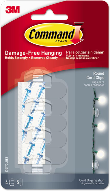 Command Clear Round Cord Clips, Clear - 1 Pkg