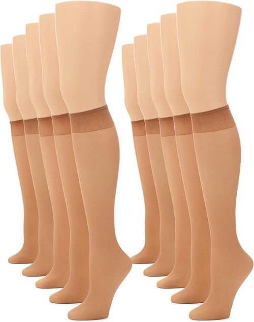 Value Pack Knee Highs, Tan, One Size - 1 Box