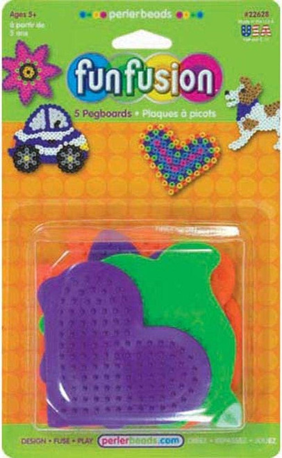 Fun Fusion Small Fun Shaped Pegboards, Perler Beads, Assorted, 5 Ct - 1 Pkg