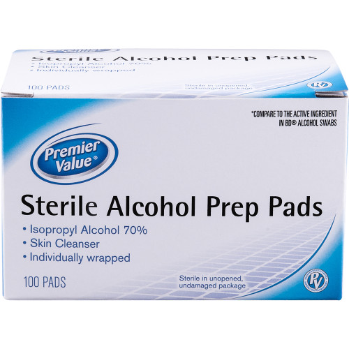 Premier Value Alcohol Prep Pads 100Ct. - 100ct