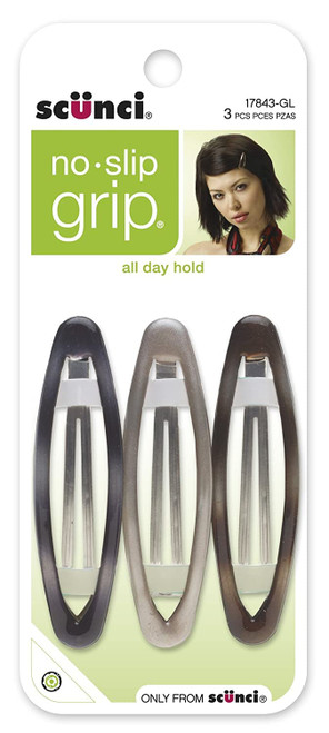 Oval Hair Clips-No Slip No Damage, Asst, 3 Ct - 1 Pkg