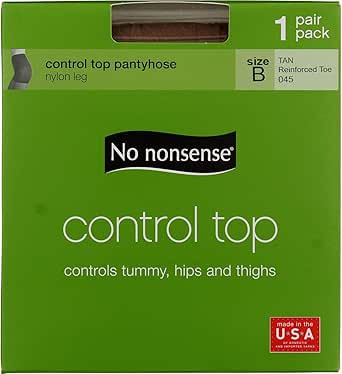 Control Top Panty Hose, Tan, B - 1 pkg