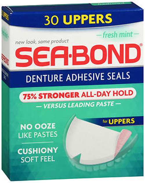 Sea-Bond Denture Adhesive Seals Uppers Fresh Mint - 30 ea.